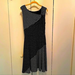 White House Black Market Black and White Polka Dot Midi Dress